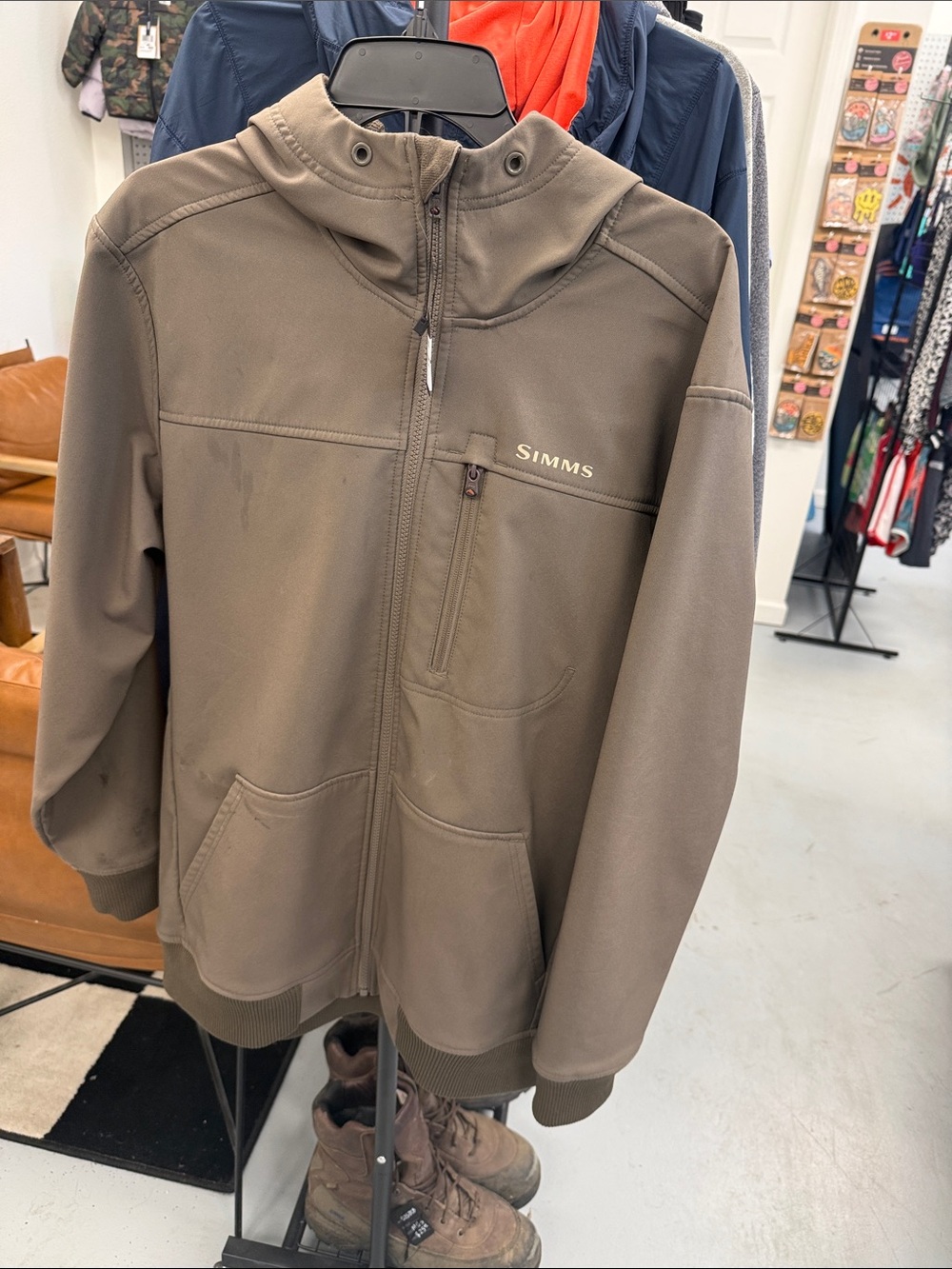 Simms Brown Olive Full-Zip Hooded Jacket
